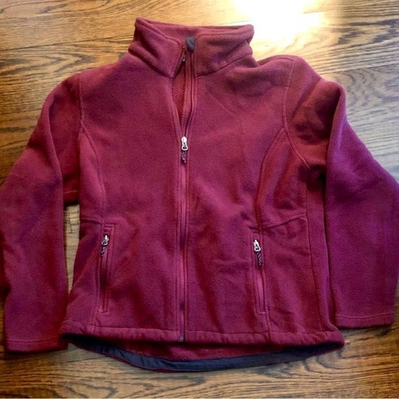 Women’s Wine, Maroon Full Zipper Fleece, Sweatshirt Zip Pockets Size Large - Picture 1 of 5